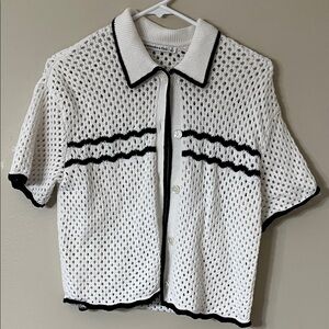 Abercrombie & Fitch Ivory Knit Cardigan with Dark Edging